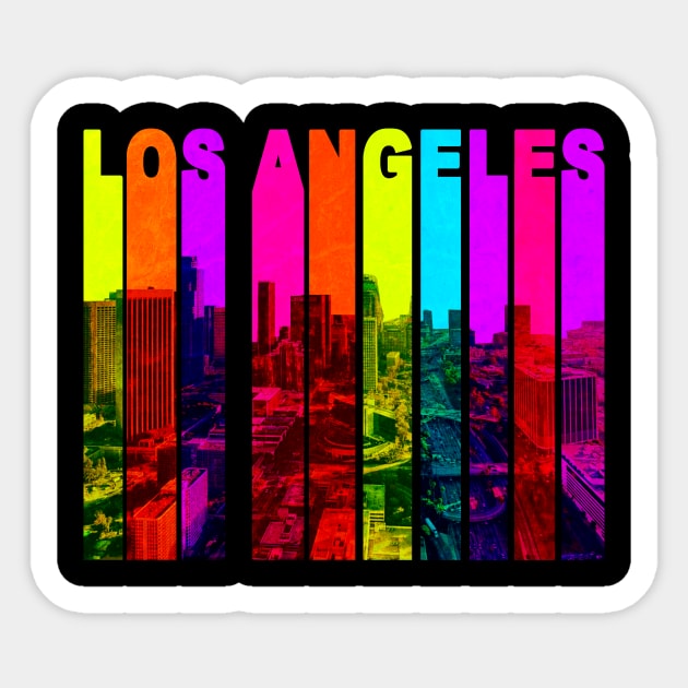 Retro Los Angeles California Cityscape Skyline Sticker by phughes1980